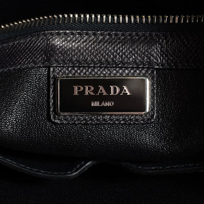 Prada Distressed Saffiano Cuir Double Handle Shopping Tote Black 6 of 10