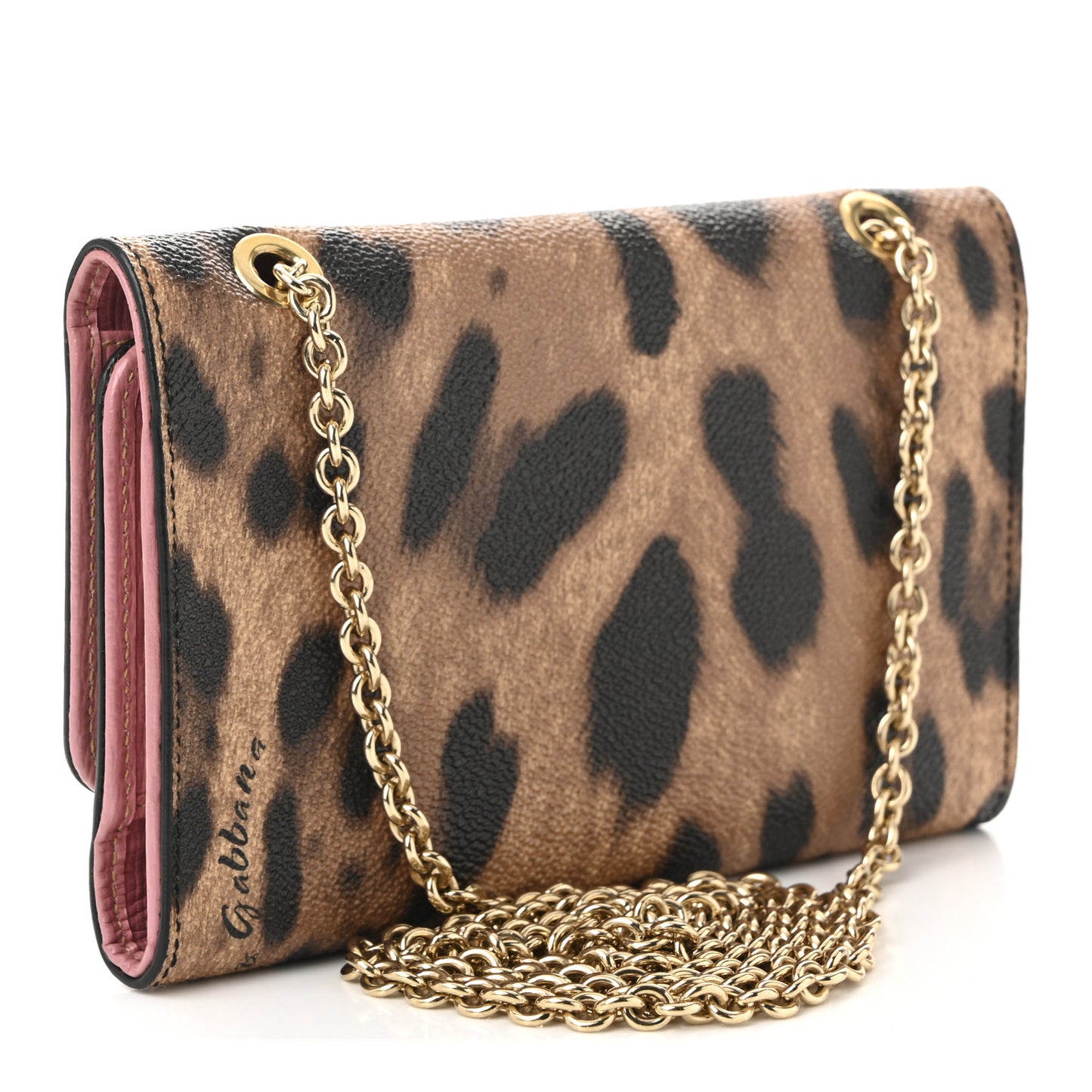 Dauphine Leopard Print Wallet On Chain Brown Black