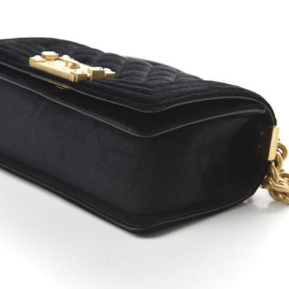 Chanel Velvet Strass Quilted Small Boy Flap Black 7 of 10
