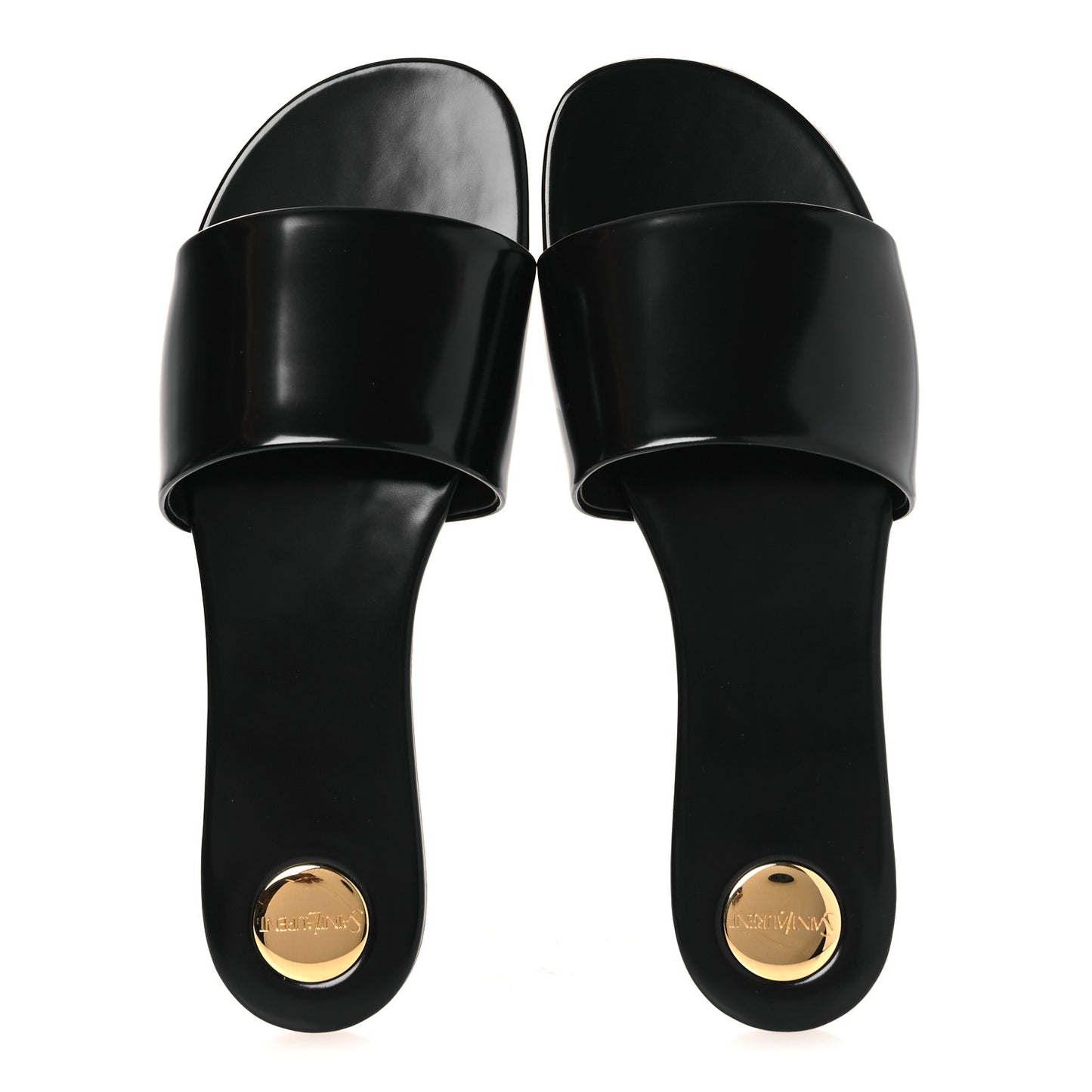Patent Calfskin Carlyle Slide Sandals 38.5 Black