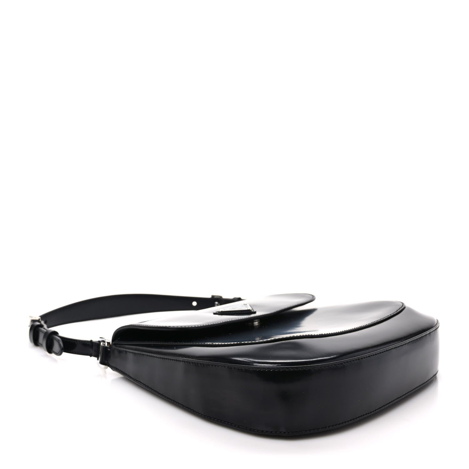 Prada Spazzolato Cleo Flap Adjustable Strap Shoulder Bag Black 4 of 8