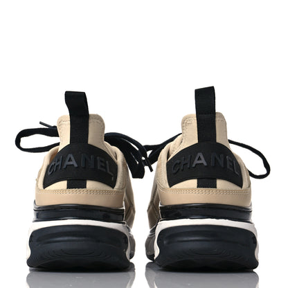 Chanel Velvet Calfskin Mixed Fibers CC Sneakers 36.5 Ivory Black 5 of 8