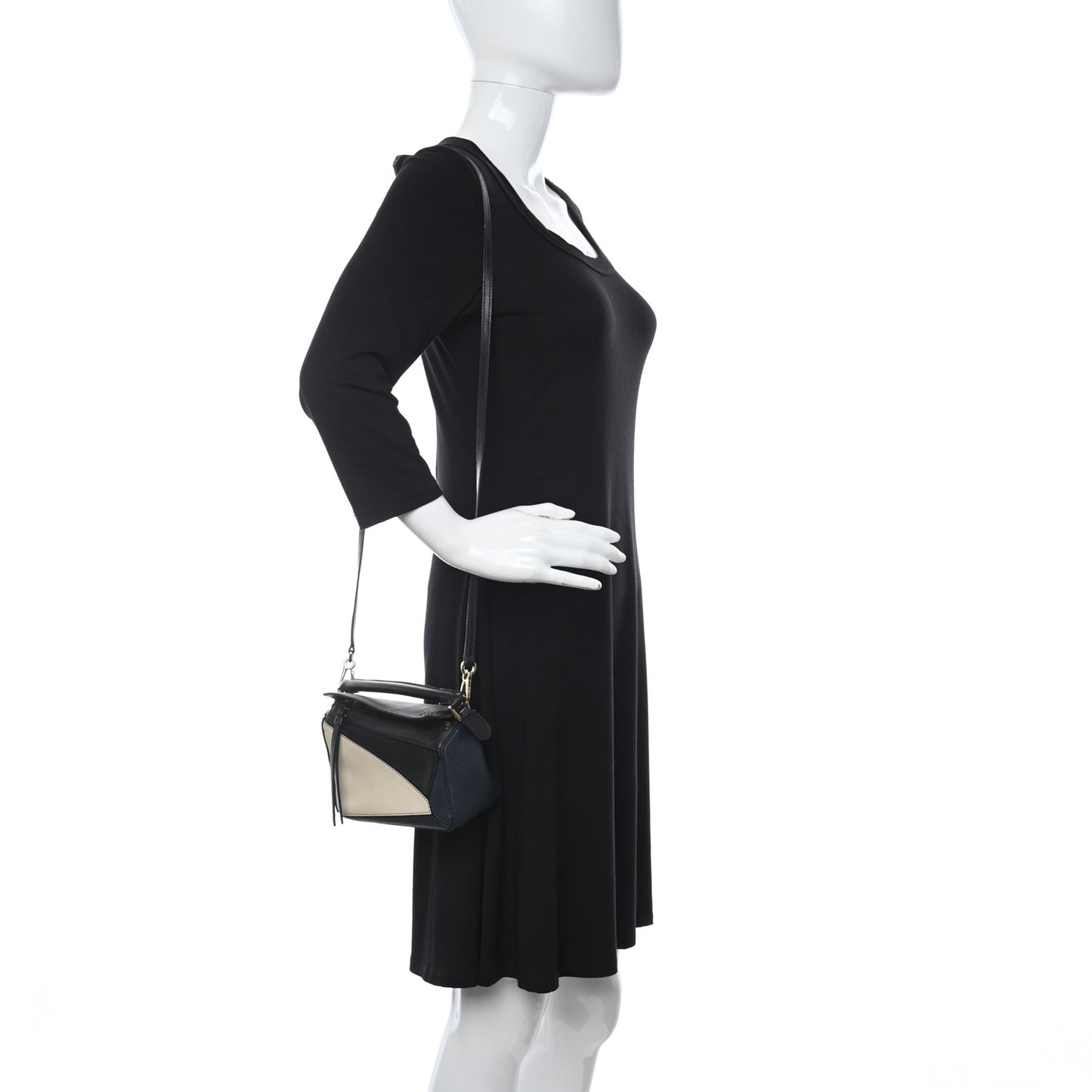 Calfskin Puzzle Bag Black Cream