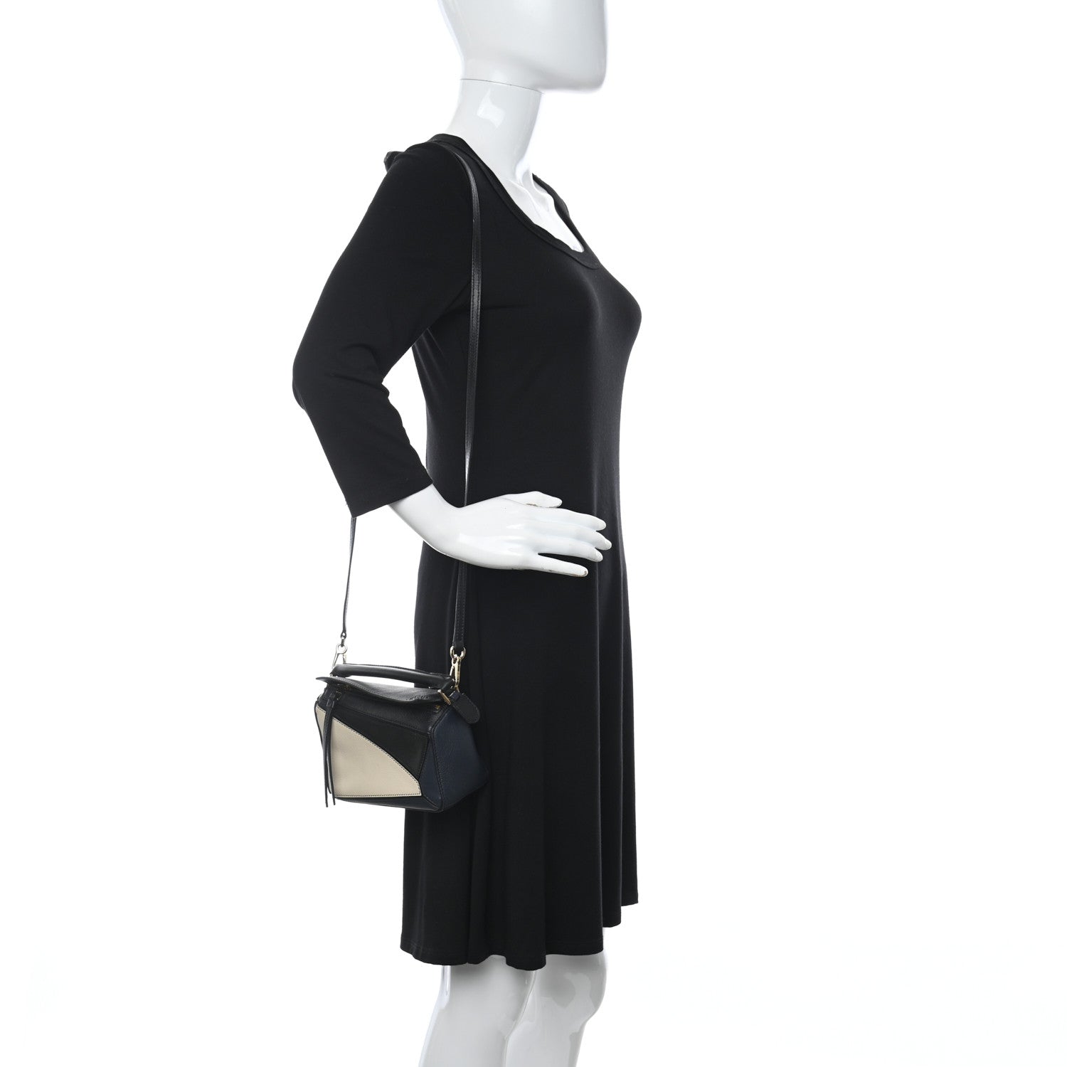 Loewe Calfskin Puzzle Bag Black Cream 2 of 11