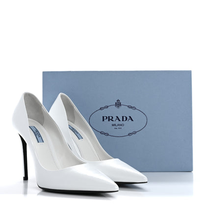 Prada Saffiano Vernice Pumps 37.5 White 9 of 9