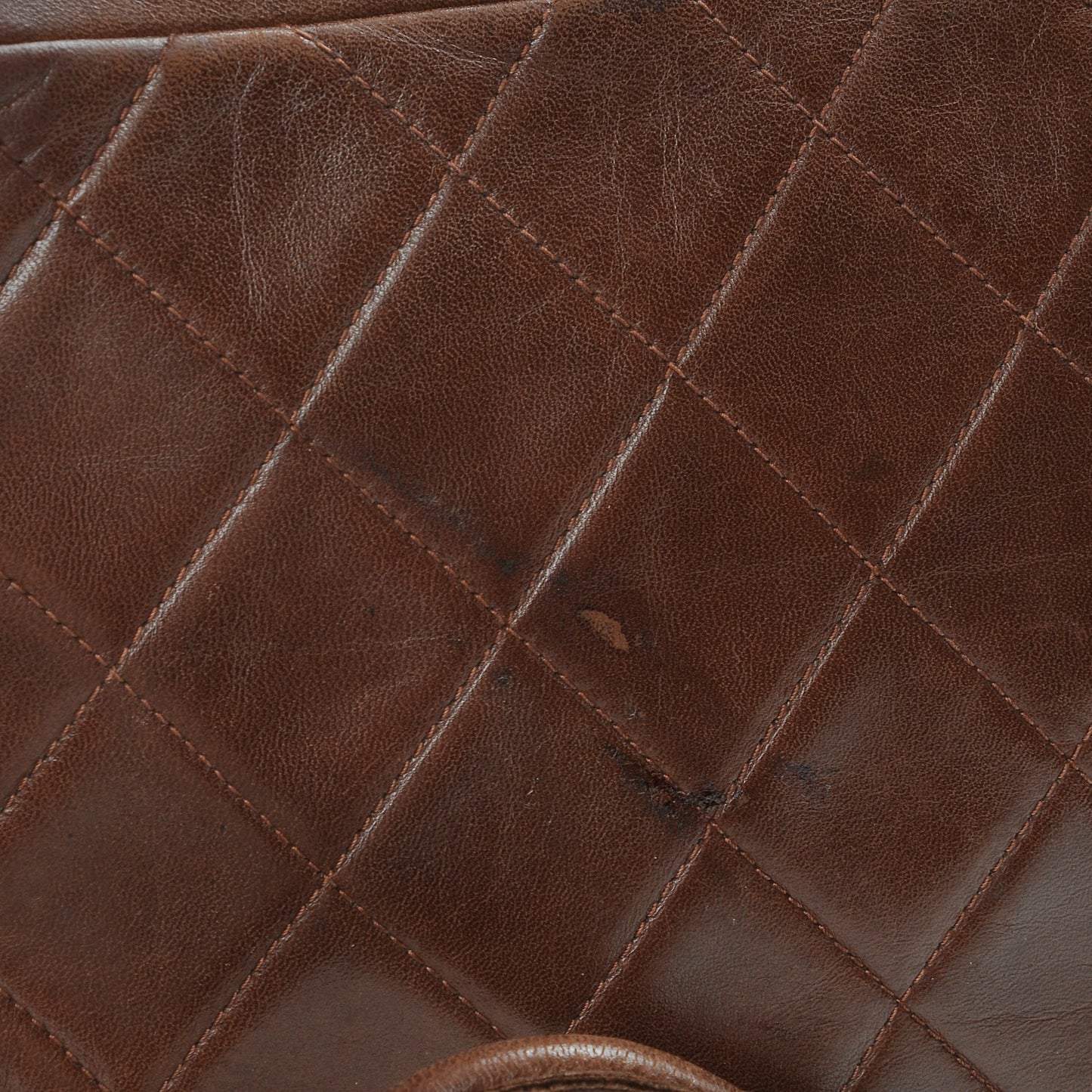 Lambskin Quilted Camera Case Brown