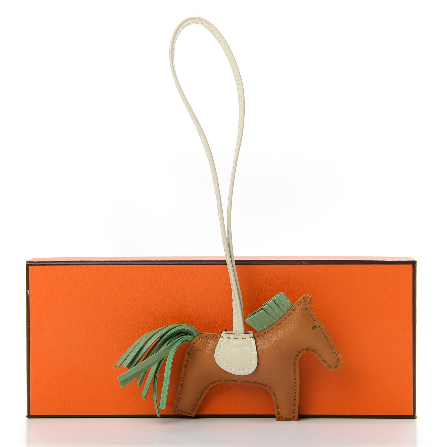 Milo Lambskin Grigri Rodeo Horse Bag Charm PM Sesame Vert Criquet Craie