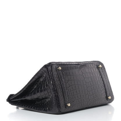 Hermes Matte Porosus Crocodile Birkin 35 Black 3 of 12