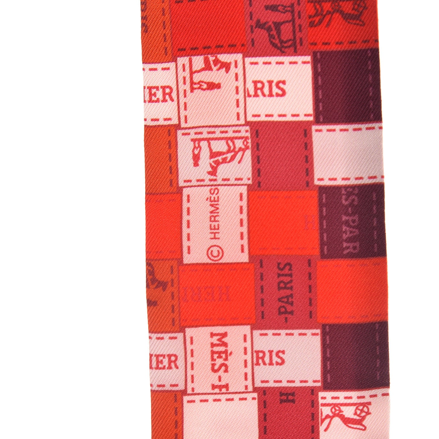 Hermes Silk Bolduc Au Carre Twilly Rouge Bordeaux Creme 5 of 5