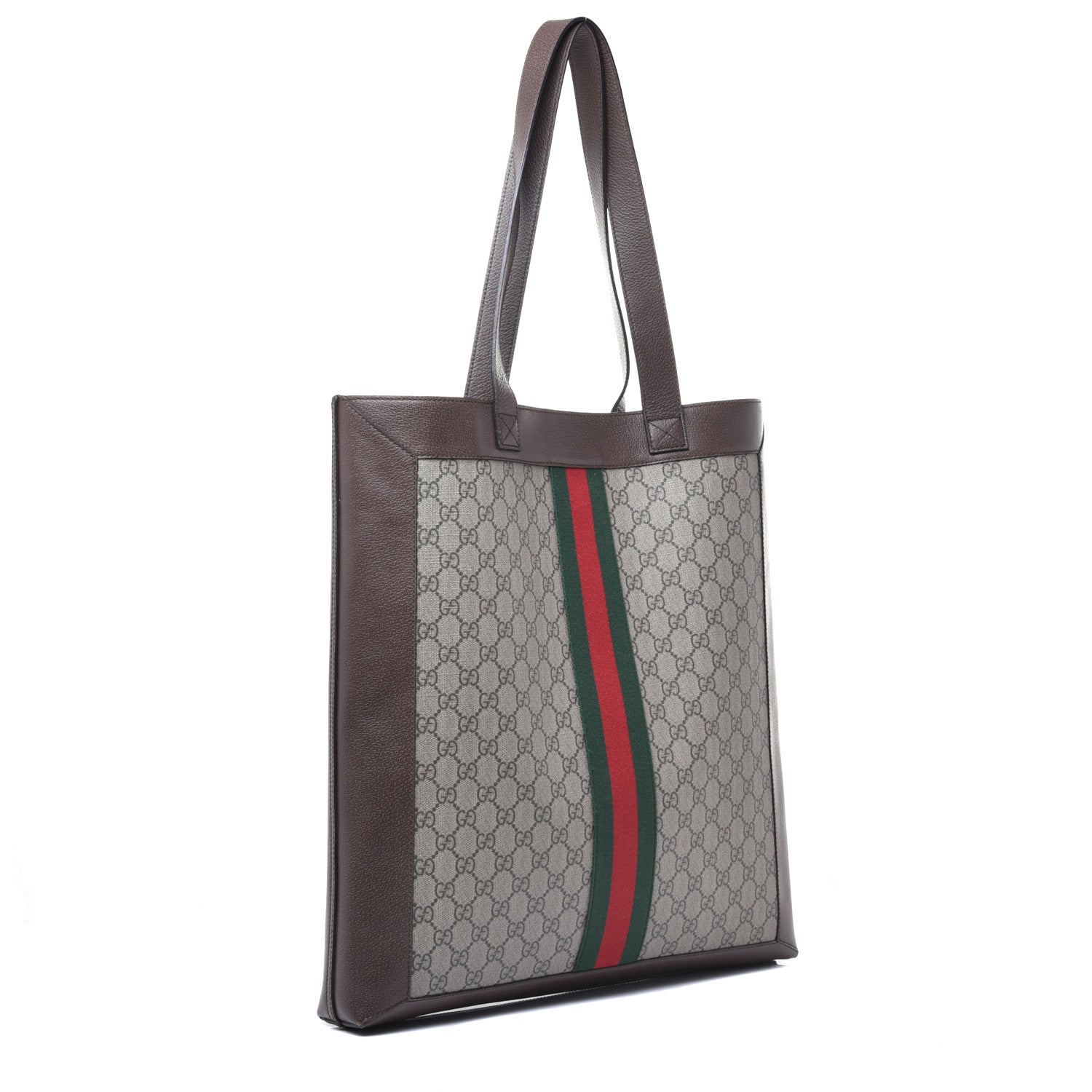 Gucci GG Supreme Monogram Web Large Ophidia Vertical Shopping Tote Brown 3 of 9