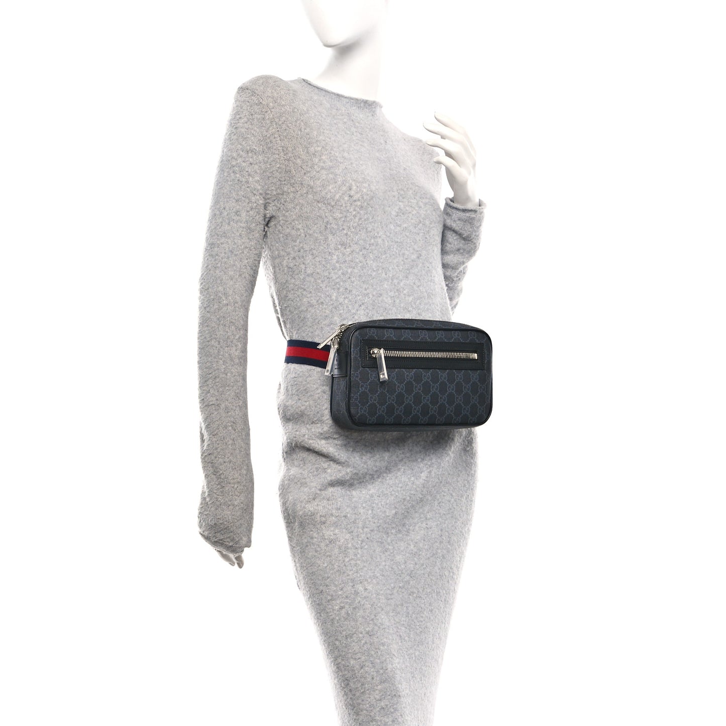 Soft GG Supreme Monogram Web Belt Bag Black Grey