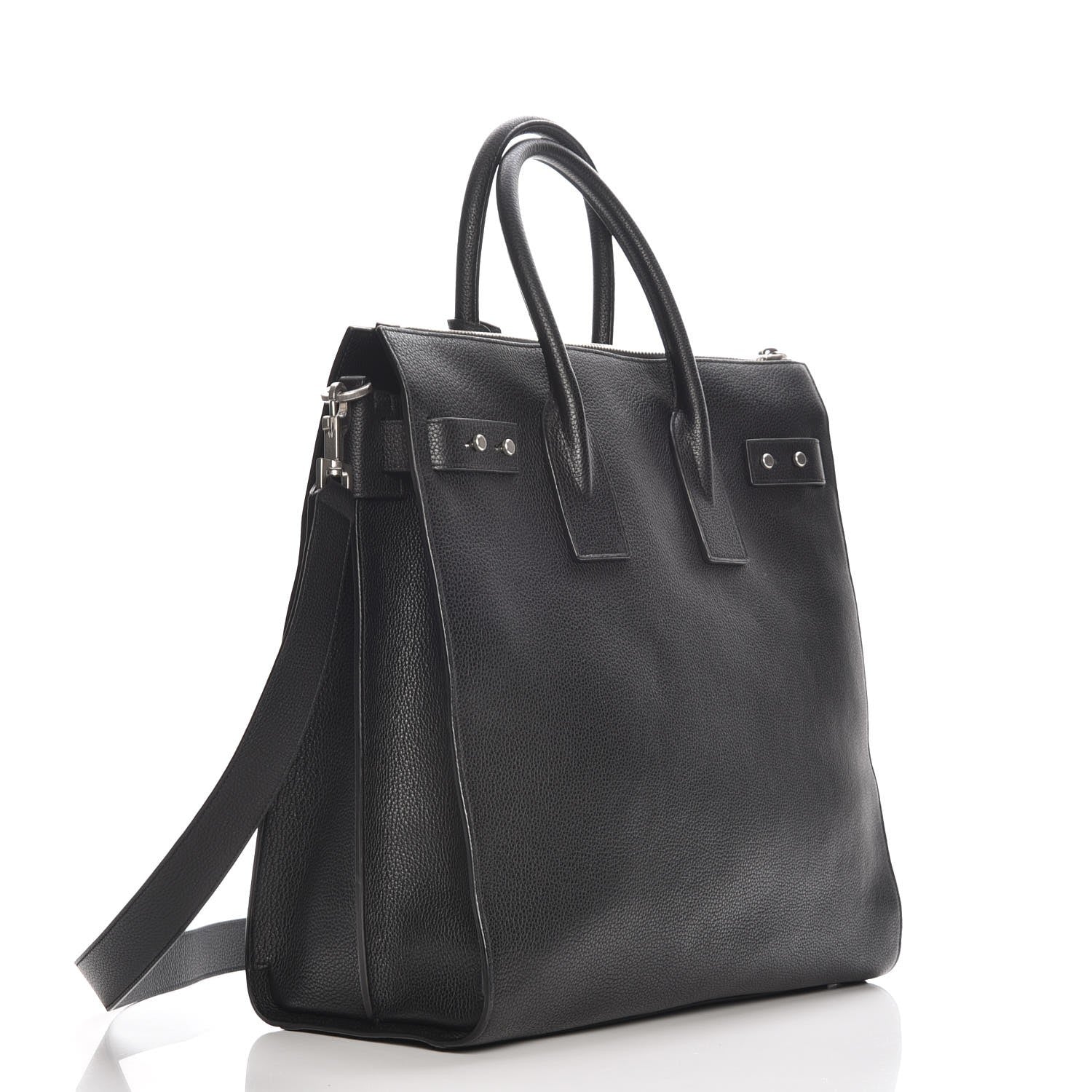 Saint Laurent Grained Calfskin Sac De Jour Souple North South Tote Black 4 of 8