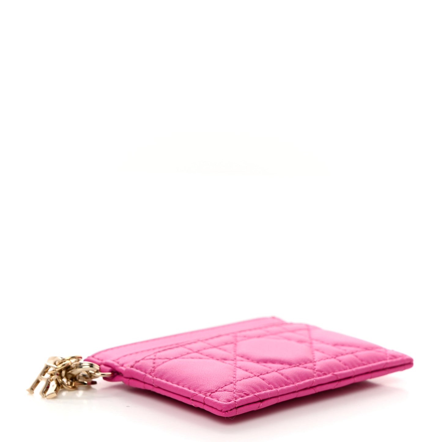 Lambskin Cannage Lady Dior Card Holder Rani Pink