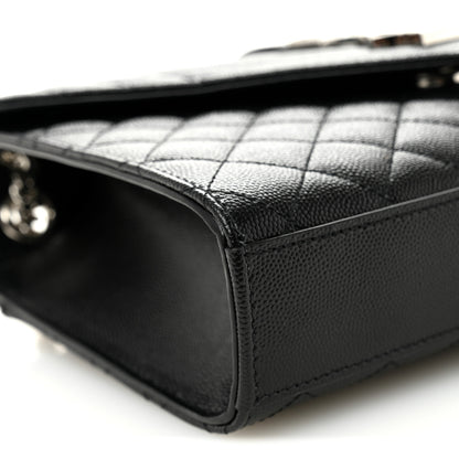 Saint Laurent Grain De Poudre Textured Mixed Matelasse Triquilt Medium Monogram Satchel Black 8 of 9