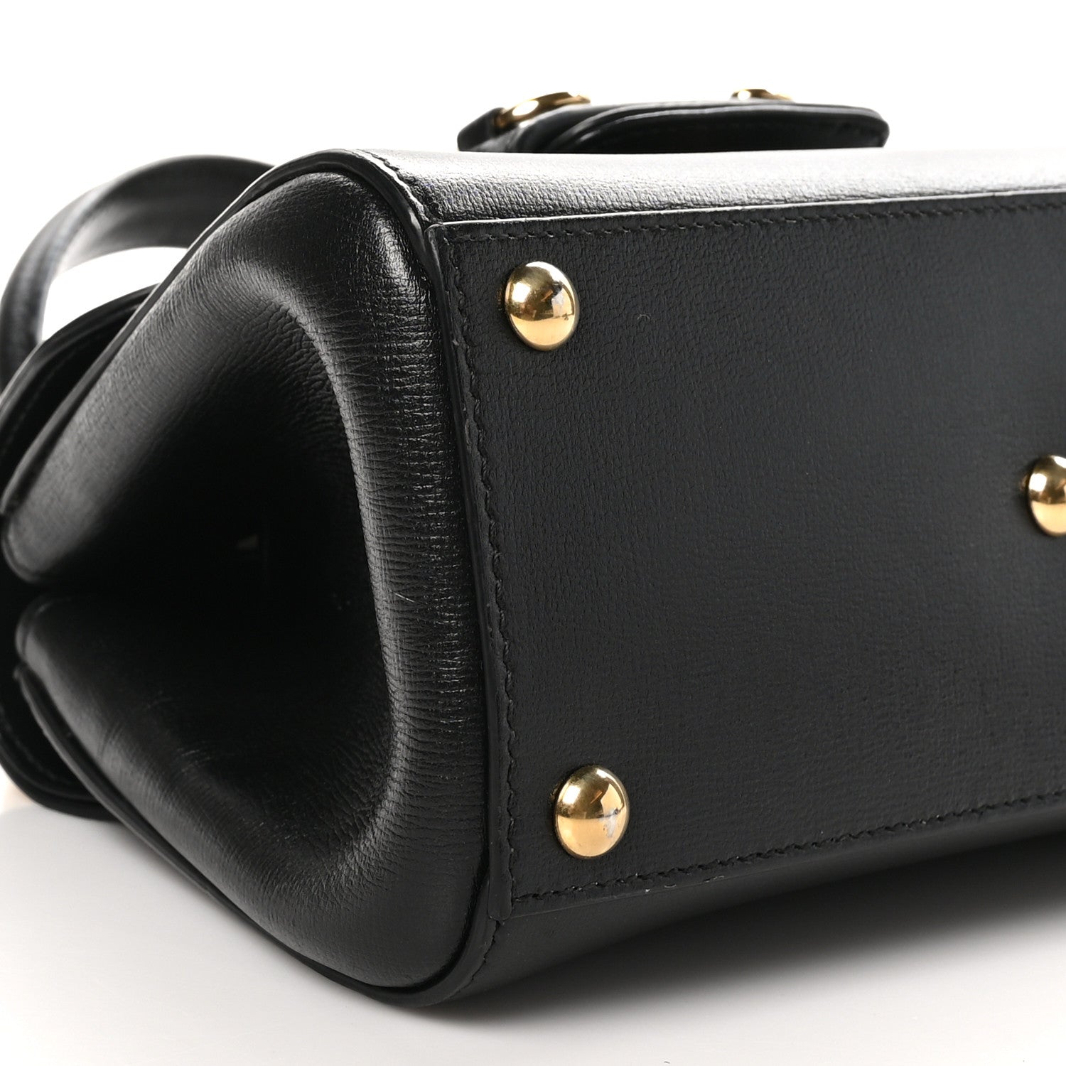 Gucci Glazed Textured Calfskin Mini Horsebit 1955 Top Handle Flap Bag Black 9 of 11