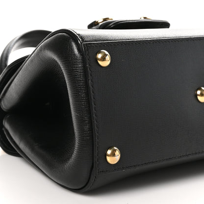 Gucci Glazed Textured Calfskin Mini Horsebit 1955 Top Handle Flap Bag Black 9 of 11