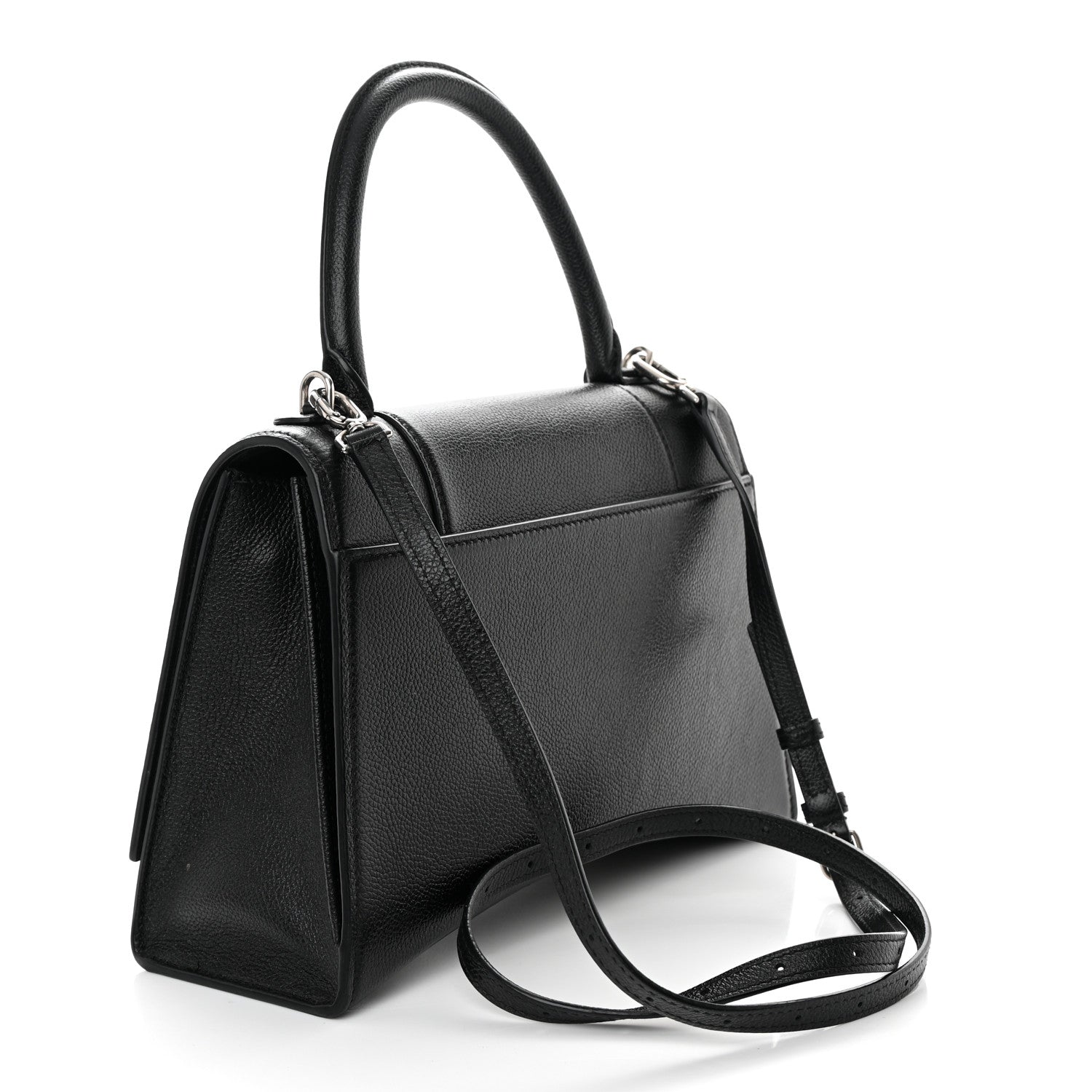 Balenciaga Grained Calfskin Medium Hourglass Top Handle Bag Black 2 of 19