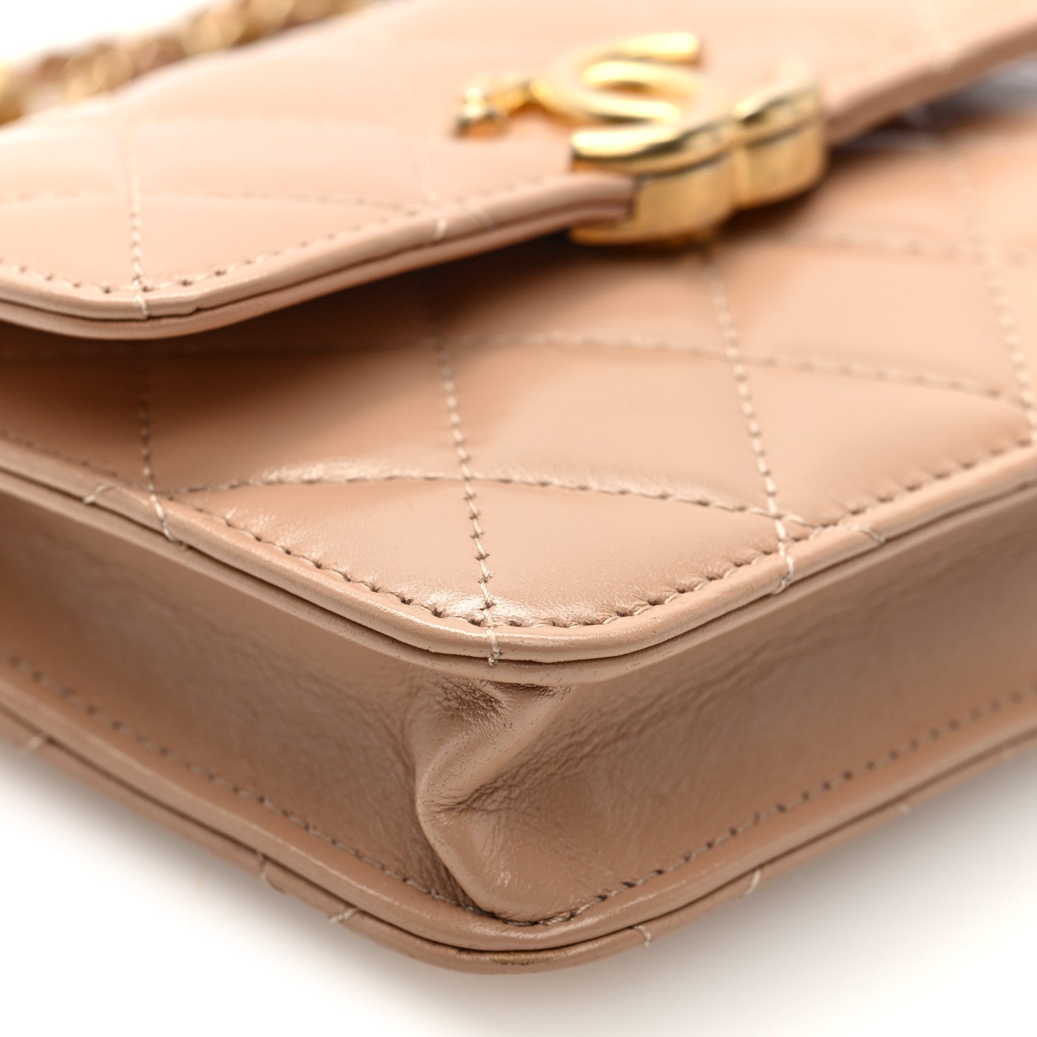Chanel Calfskin Quilted Perfect Fit Coin Purse With Chain Beige 8 of 10