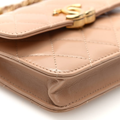 Chanel Calfskin Quilted Perfect Fit Coin Purse With Chain Beige 8 of 10