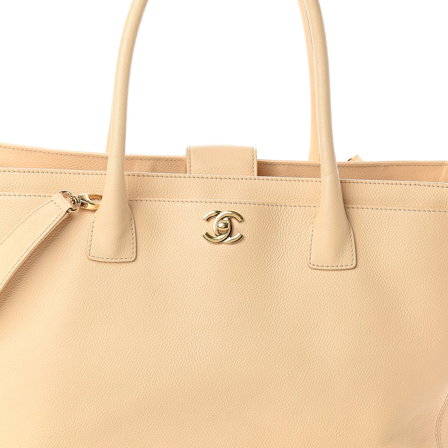 Calfskin Cerf Executive Shopper Tote Beige Clair