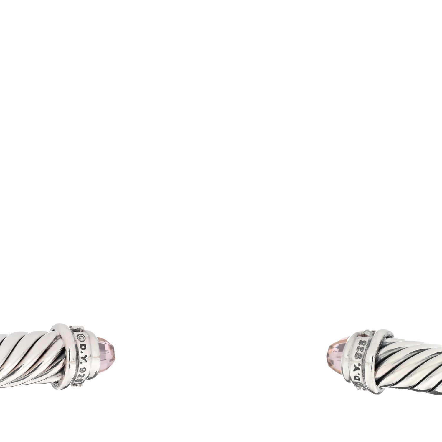 David Yurman Sterling Silver Diamond Morganite 5mm Cable Classics Bracelet 3 of 3