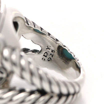 David Yurman Sterling Silver Diamond Reconstituted Turquoise 17mm Albion Ring 57 8 5 of 7