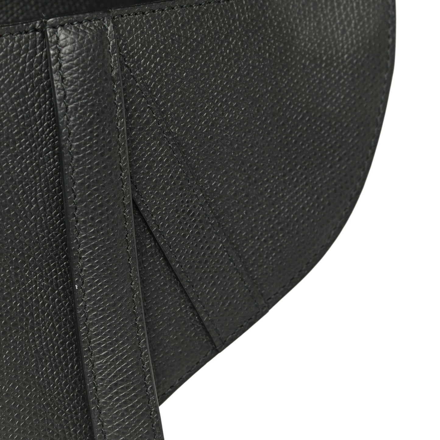 Grained Calfskin Mini Saddle Bag Black