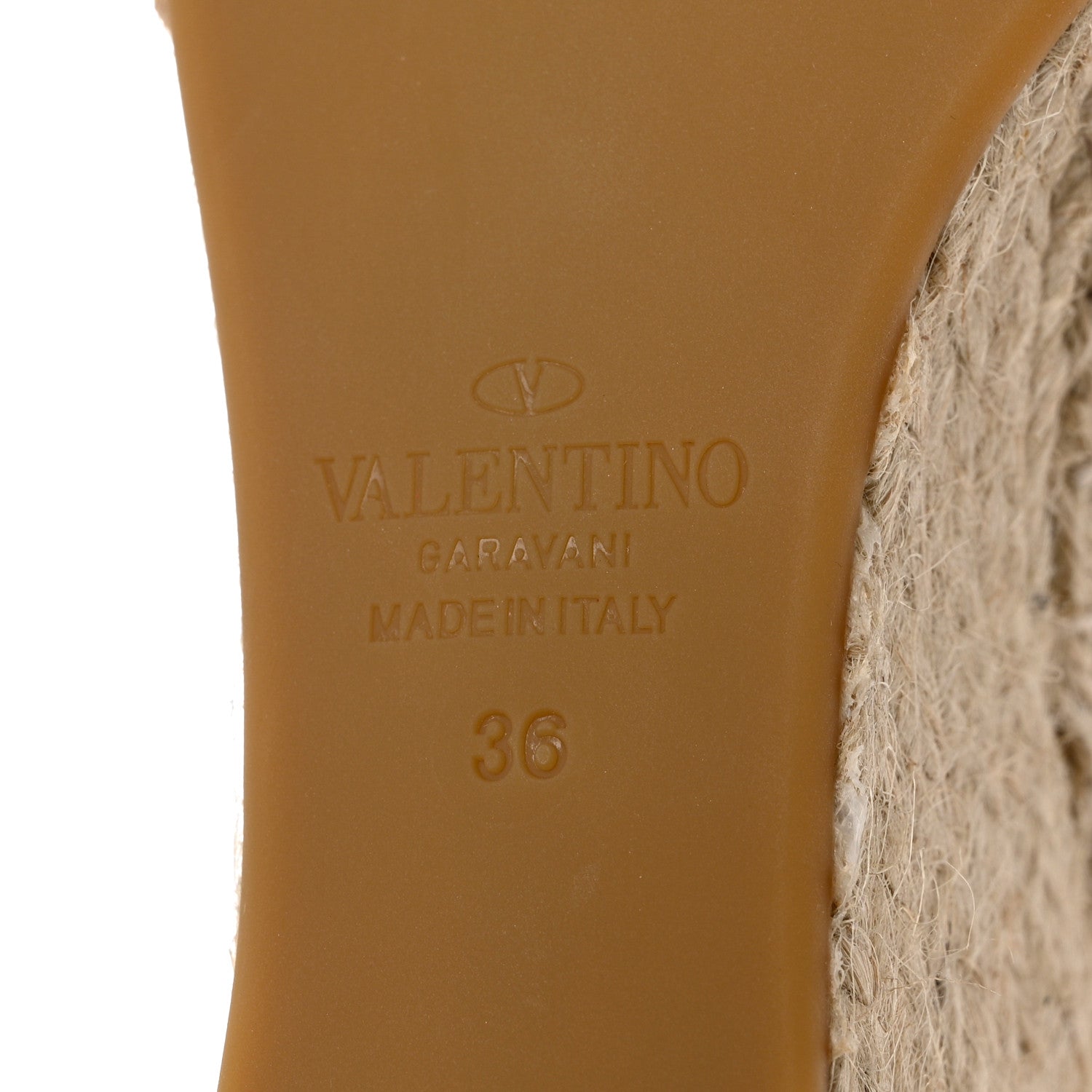 Valentino Garavani Grained Calfskin Rockstud Ankle Wrap Espadrille 15/85mm Wedges 36 Poudre Natural 8 of 9