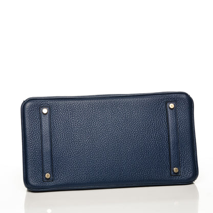 Hermes Taurillon Clemence Birkin 35 Bleu Saphir 6 of 23