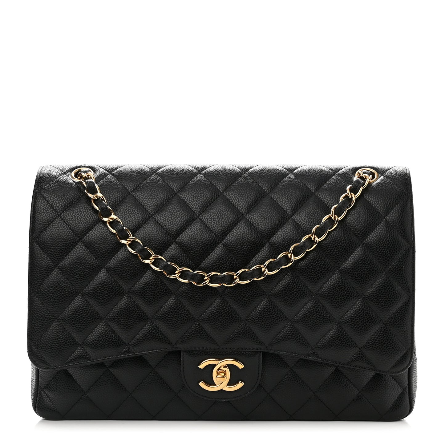 Caviar Quilted Maxi Double Flap Black