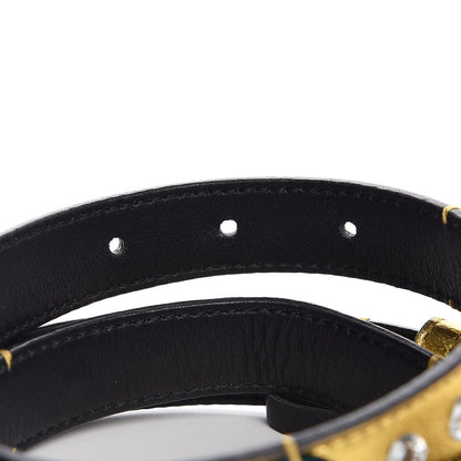 Gucci Calfskin Crystal Embellished Double G Belt 75 30 Gold 5 of 6