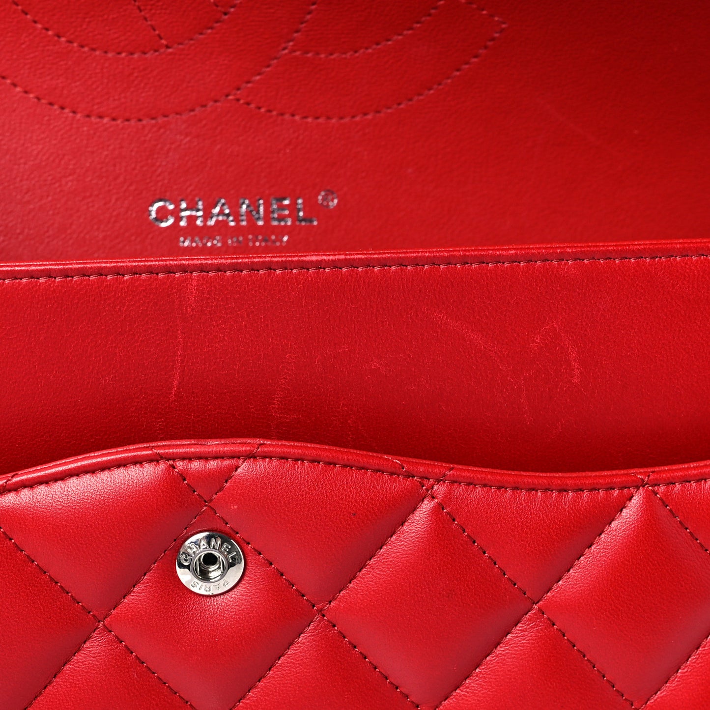 Lambskin Quilted Jumbo Double Flap Red