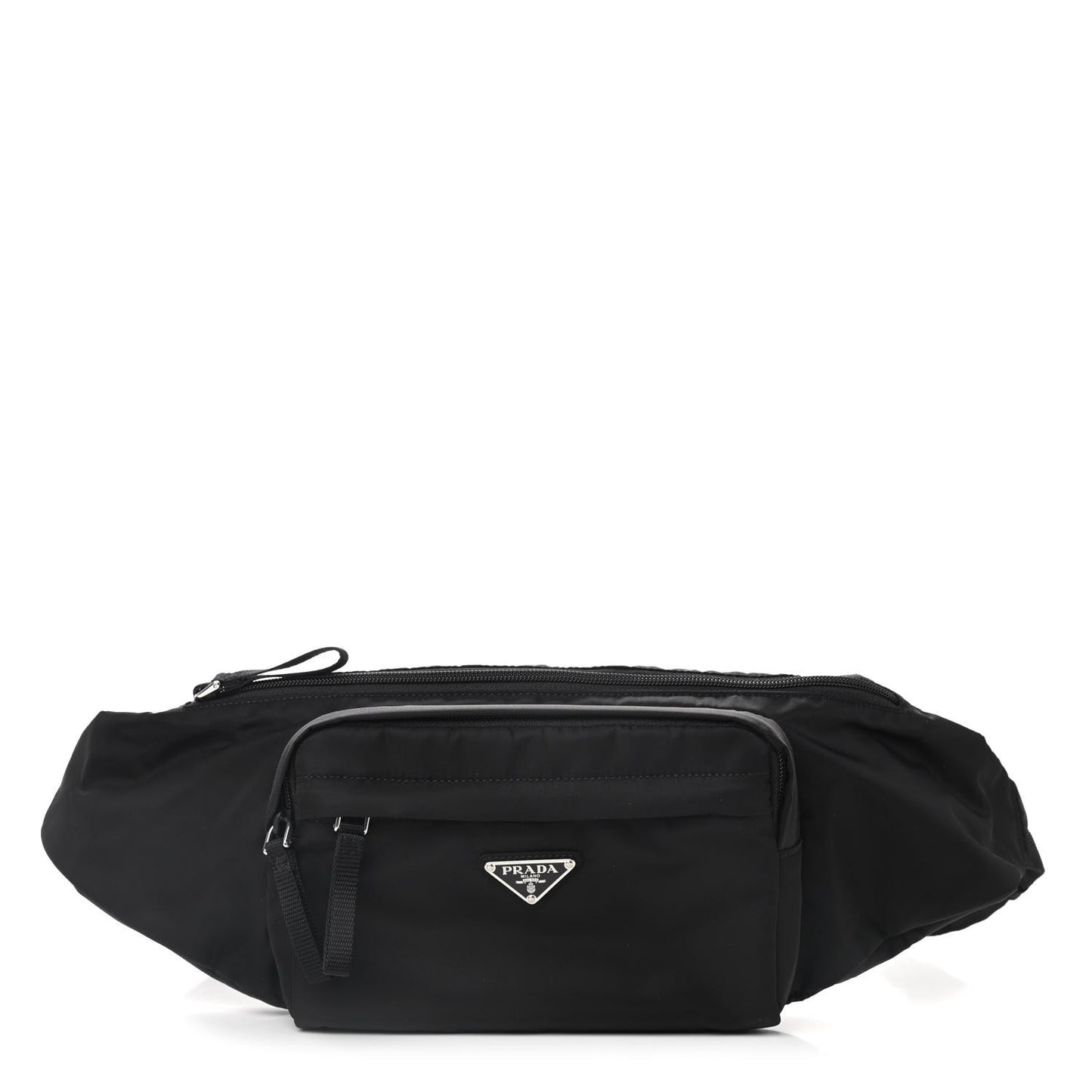 Tessuto Nylon Double Pocket Belt Bag Black