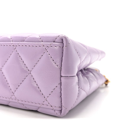 Chanel Shiny Aged Calfskin Quilted Nano Kelly Shopper Lilac 10 of 10