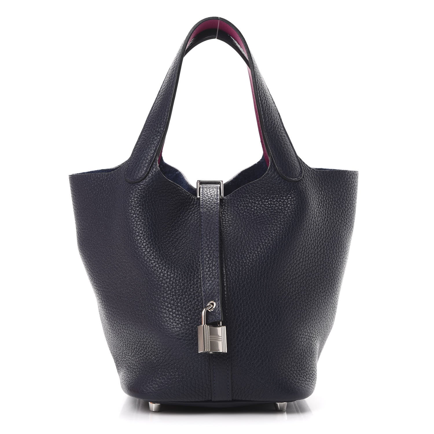 Hermes Taurillon Clemence Swift Eclat Picotin Lock 18 PM Bleu Nuit Rose Pourpre 1 of 12