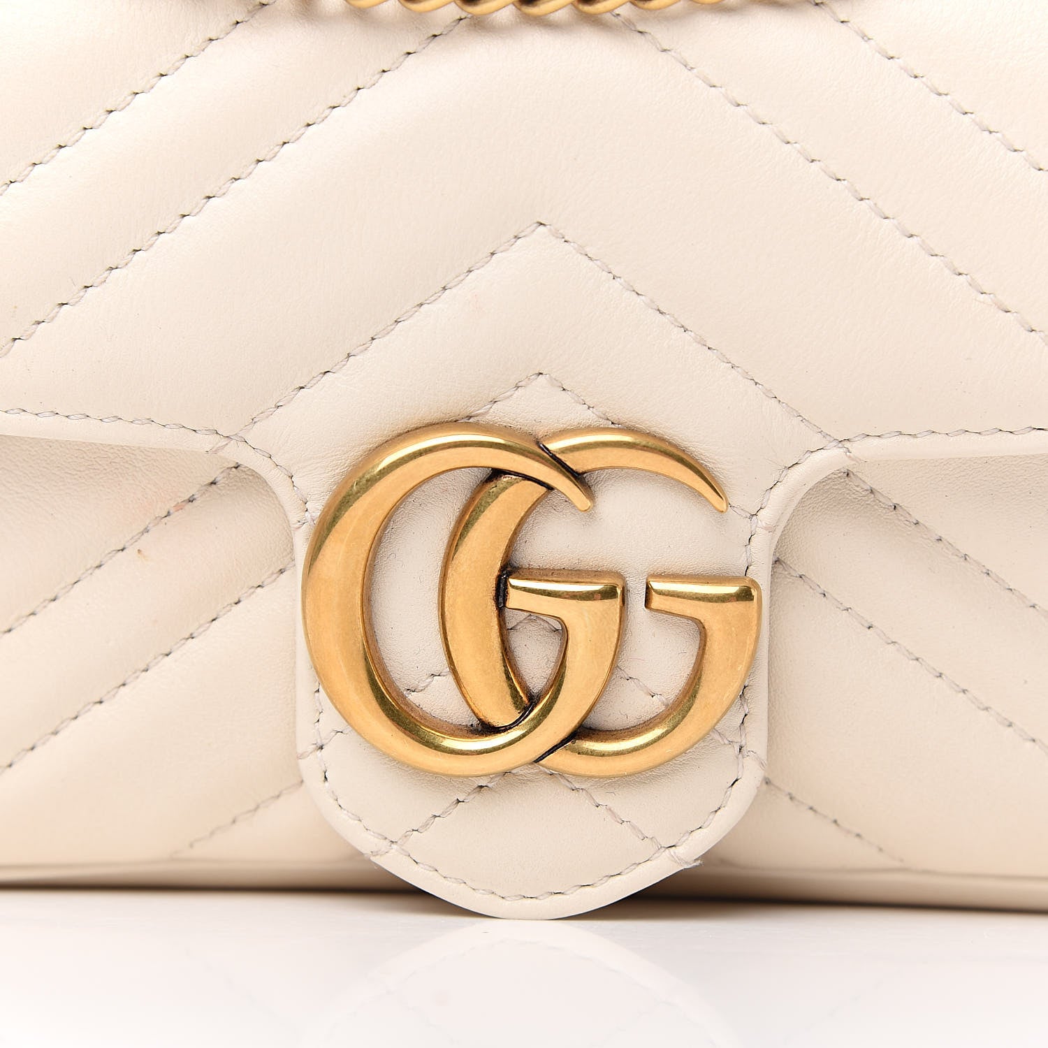 Gucci Calfskin Matelasse Super Mini GG Marmont Shoulder Bag White 10 of 10