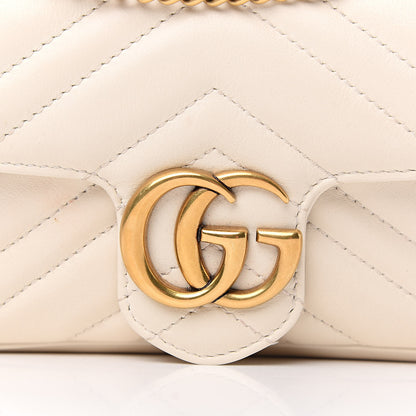 Gucci Calfskin Matelasse Super Mini GG Marmont Shoulder Bag White 10 of 10