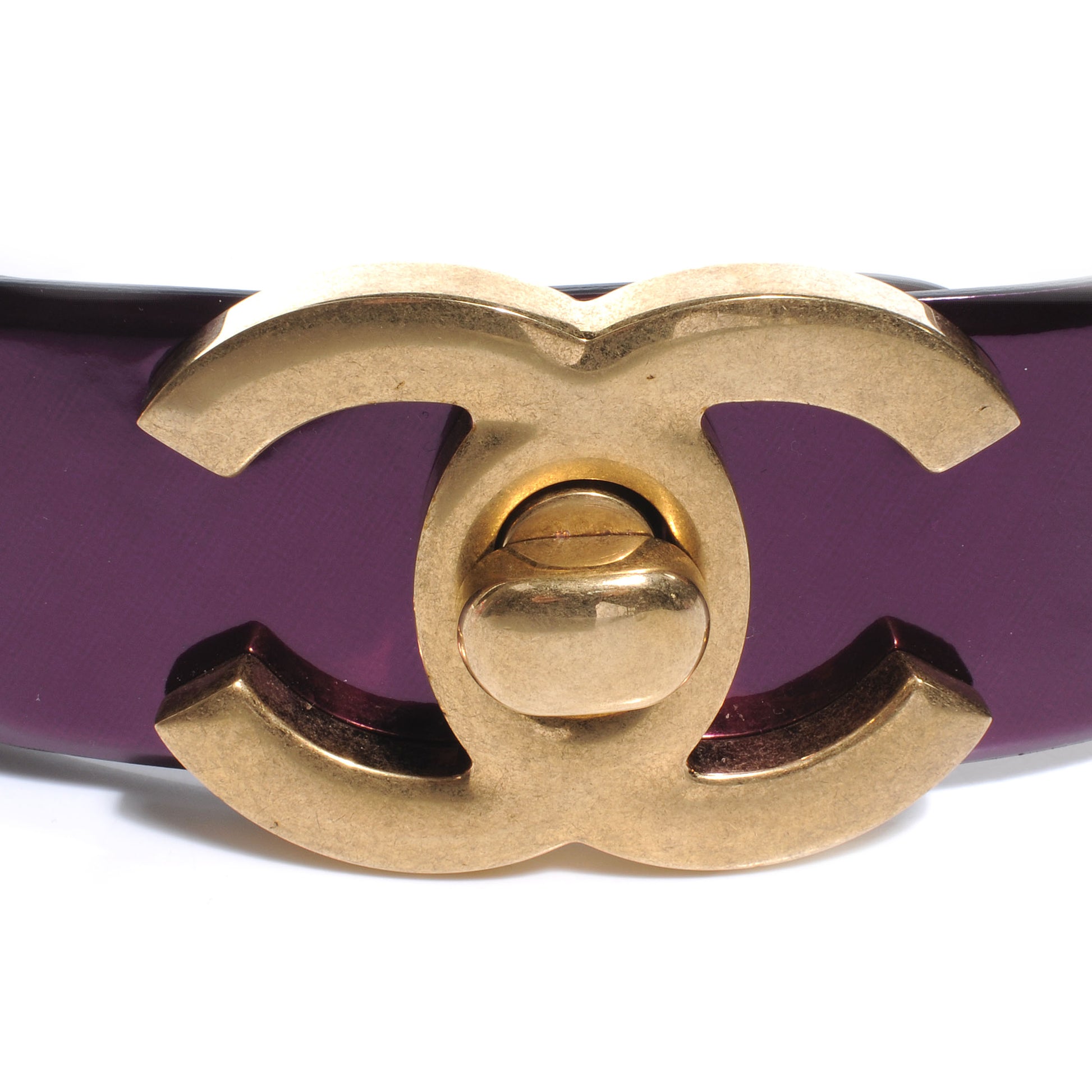 Chanel Patent Leather CC Logo Belt 75 30 Purple 3 of 6