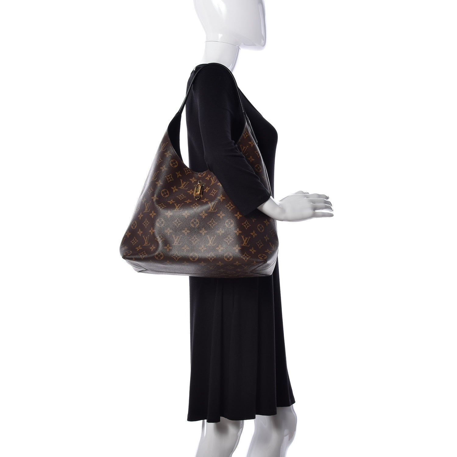 Louis Vuitton Monogram Flower Hobo Black 2 of 10