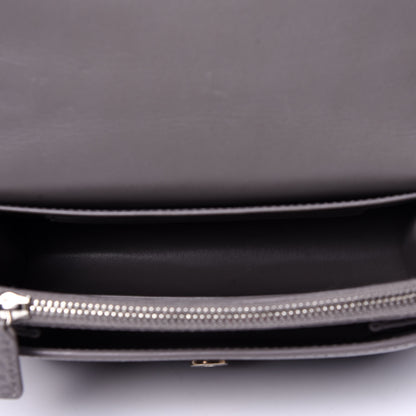 Saint Laurent Calfskin Crocodile Embossed Monogram Sunset Chain Wallet Fog 5 of 11
