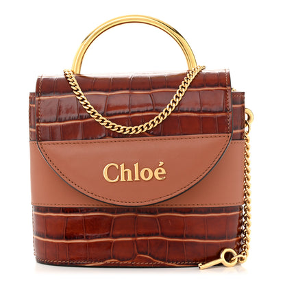 Chloe Calfskin Crocodile Embossed Small Aby Lock Chestnut Brown 1 of 10