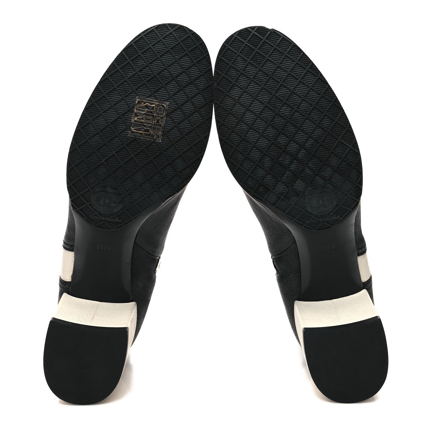 Chanel Goatskin Calfskin CC Short Boots 38.5 Black White 5 of 9