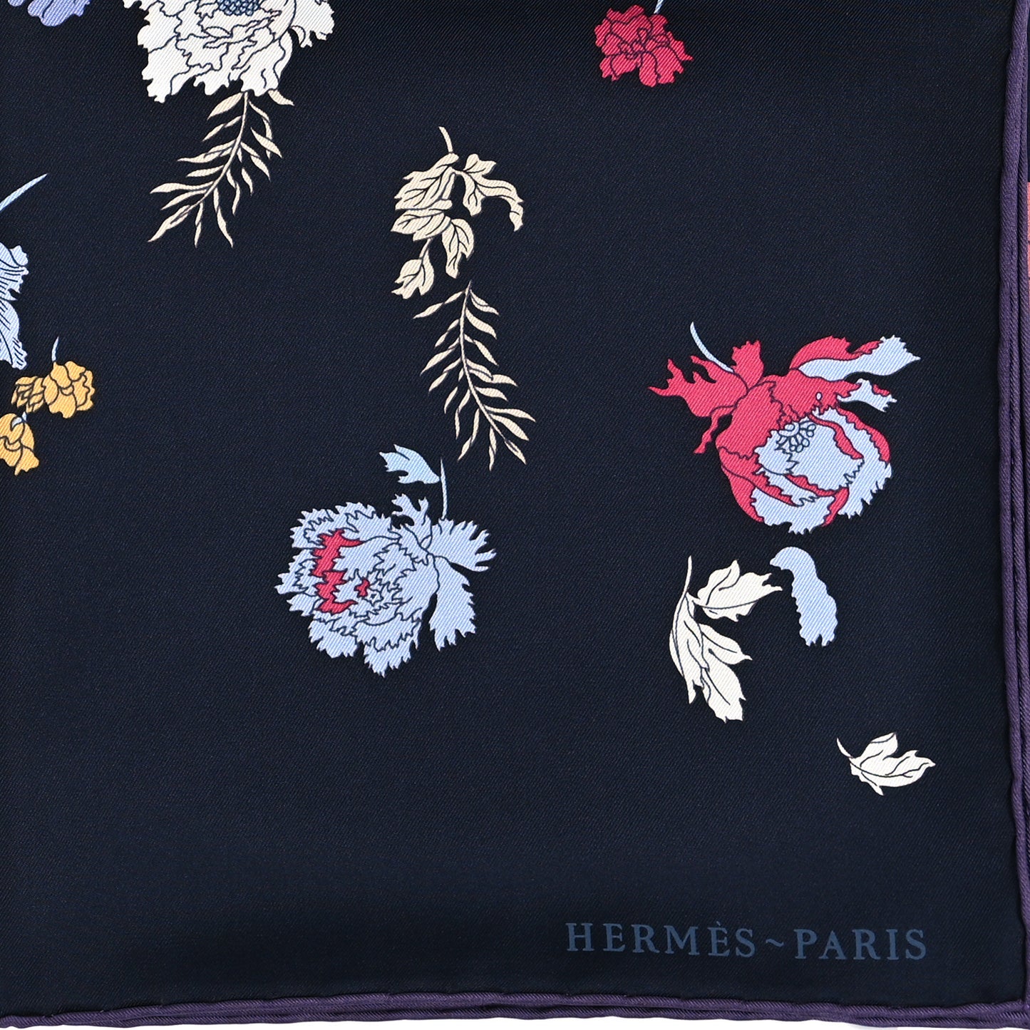 Silk Robe Legere Scarf 90 Marine Parme Rose