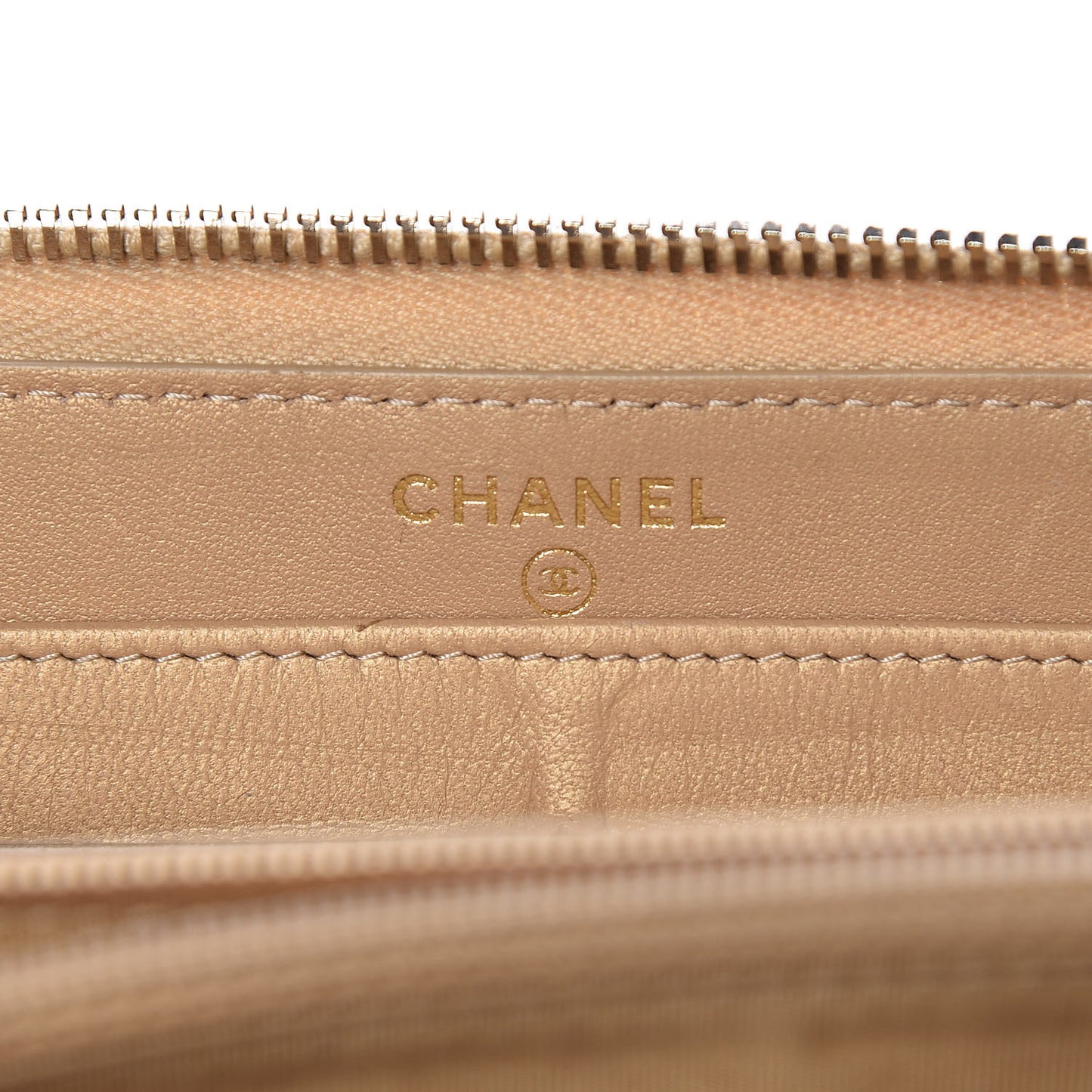 Metallic Galuchat Stingray Lambskin Boy Zip Around Wallet Gold