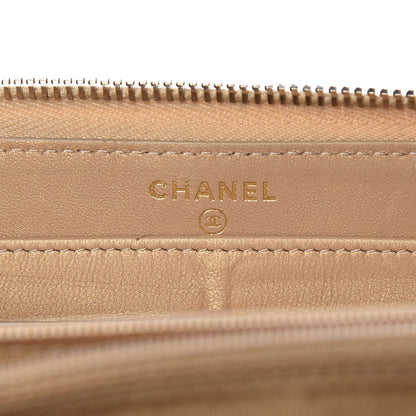 Chanel Metallic Galuchat Stingray Lambskin Boy Zip Around Wallet Gold 6 of 11