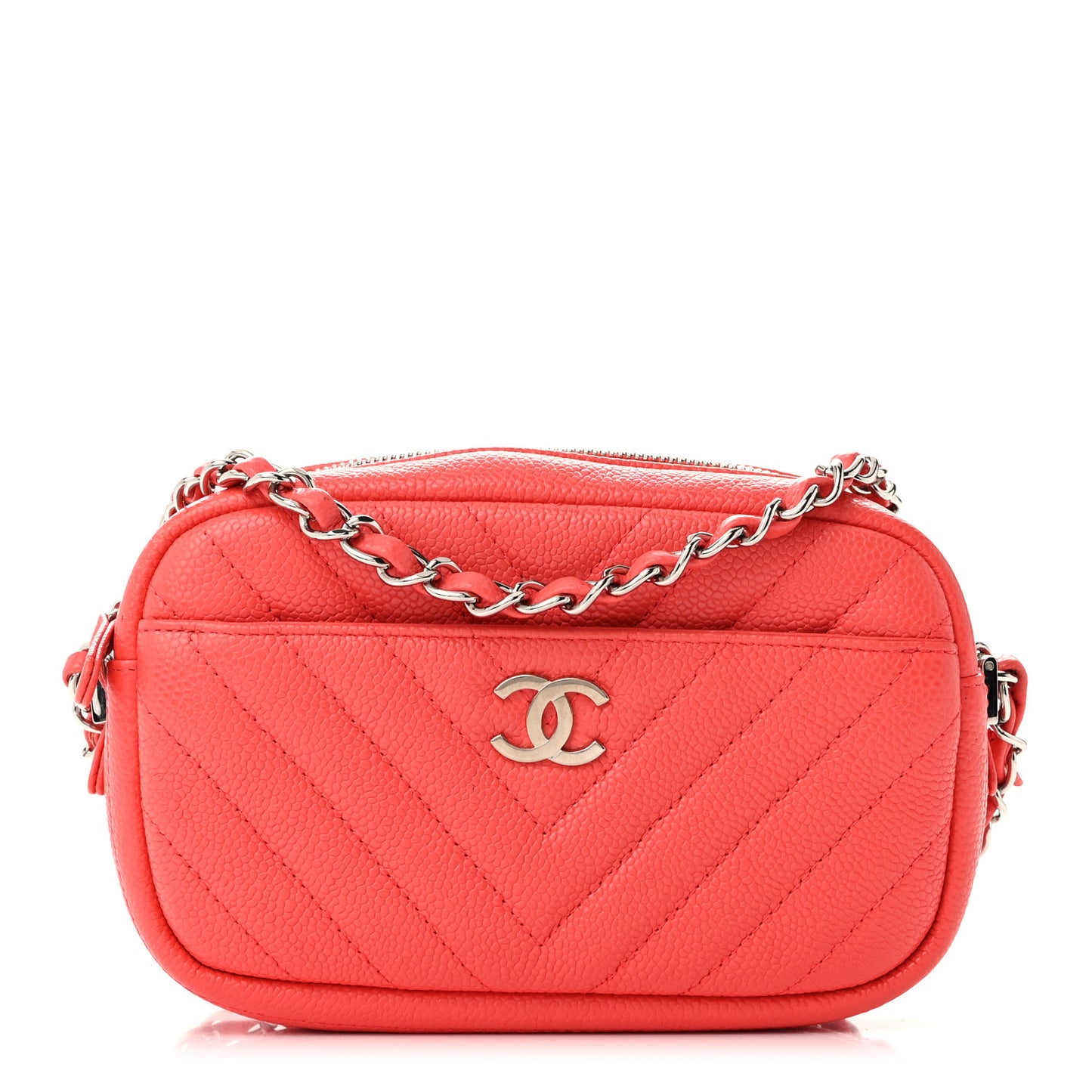 Caviar Chevron Quilted Camera Case Red