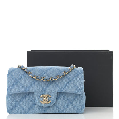 Chanel Printed Denim Quilted Mini Rectangular Flap Light Blue 9 of 9