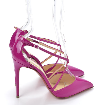 Christian Louboutin Patent Cross Blake 100 Pumps 36 Rose Indien 4 of 8
