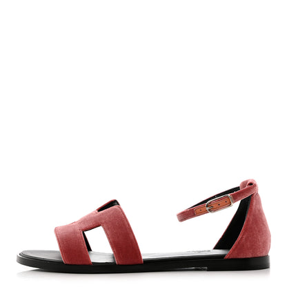 Hermes Velvet Santorini Sandals 37 Bois De Rose 1 of 10