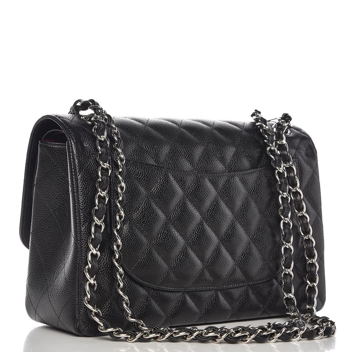 Caviar Quilted Jumbo Double Flap Black
